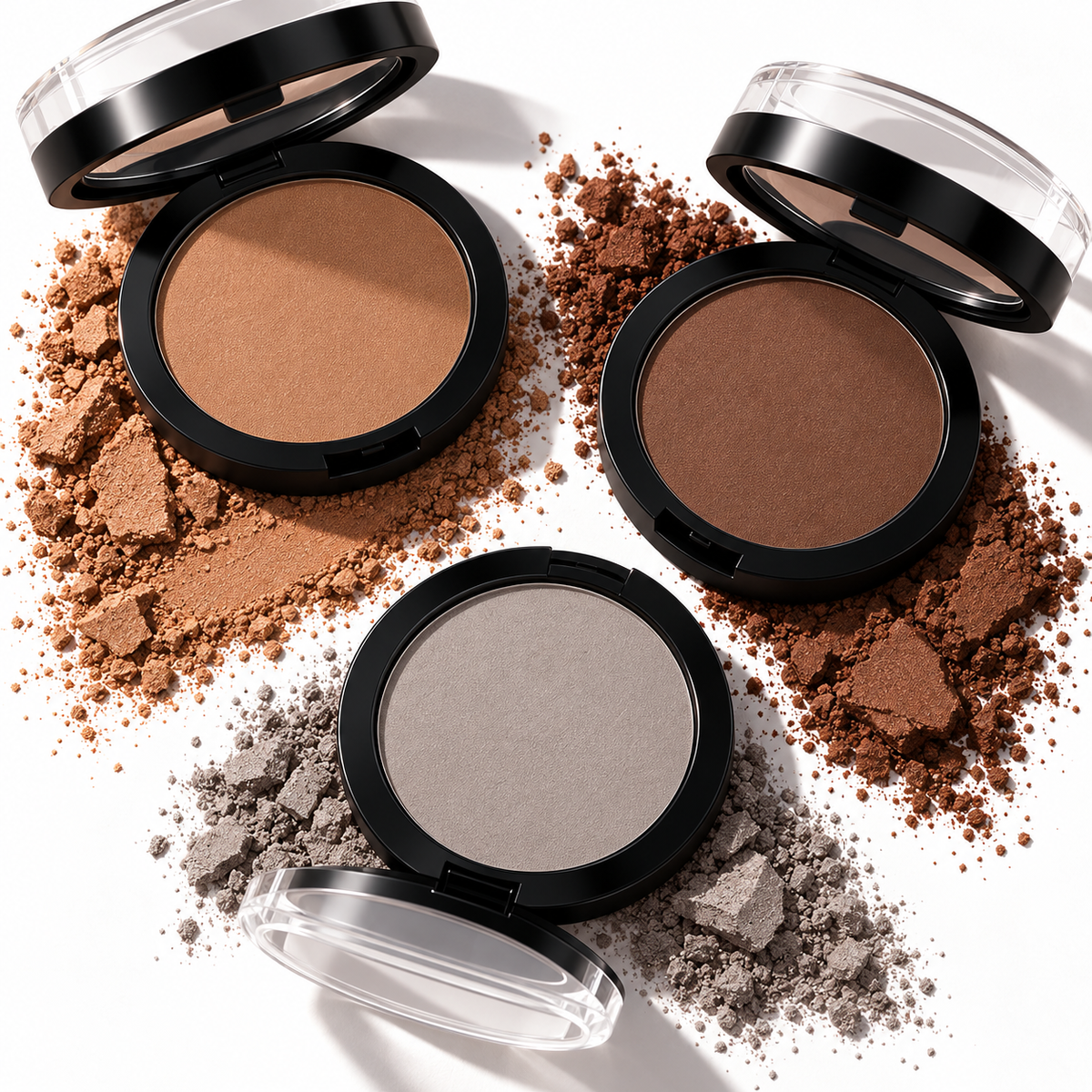 Les 3 teintes Loezia : marron clair, marron foncé, gris clair
