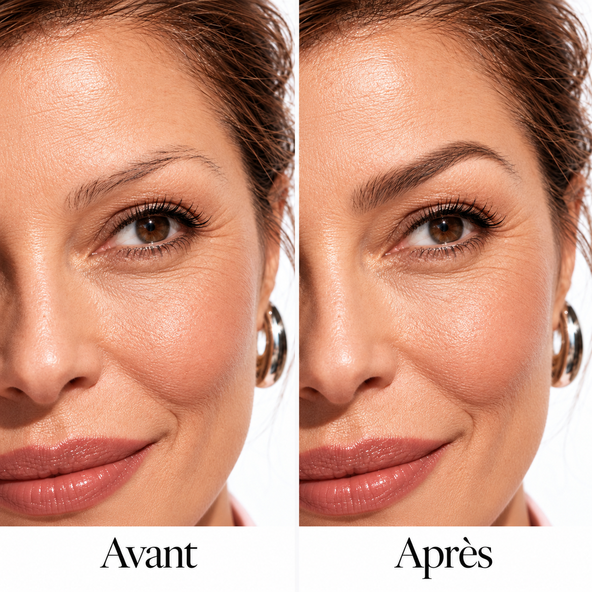 Avant / après avec le tampon sourcils Loezia