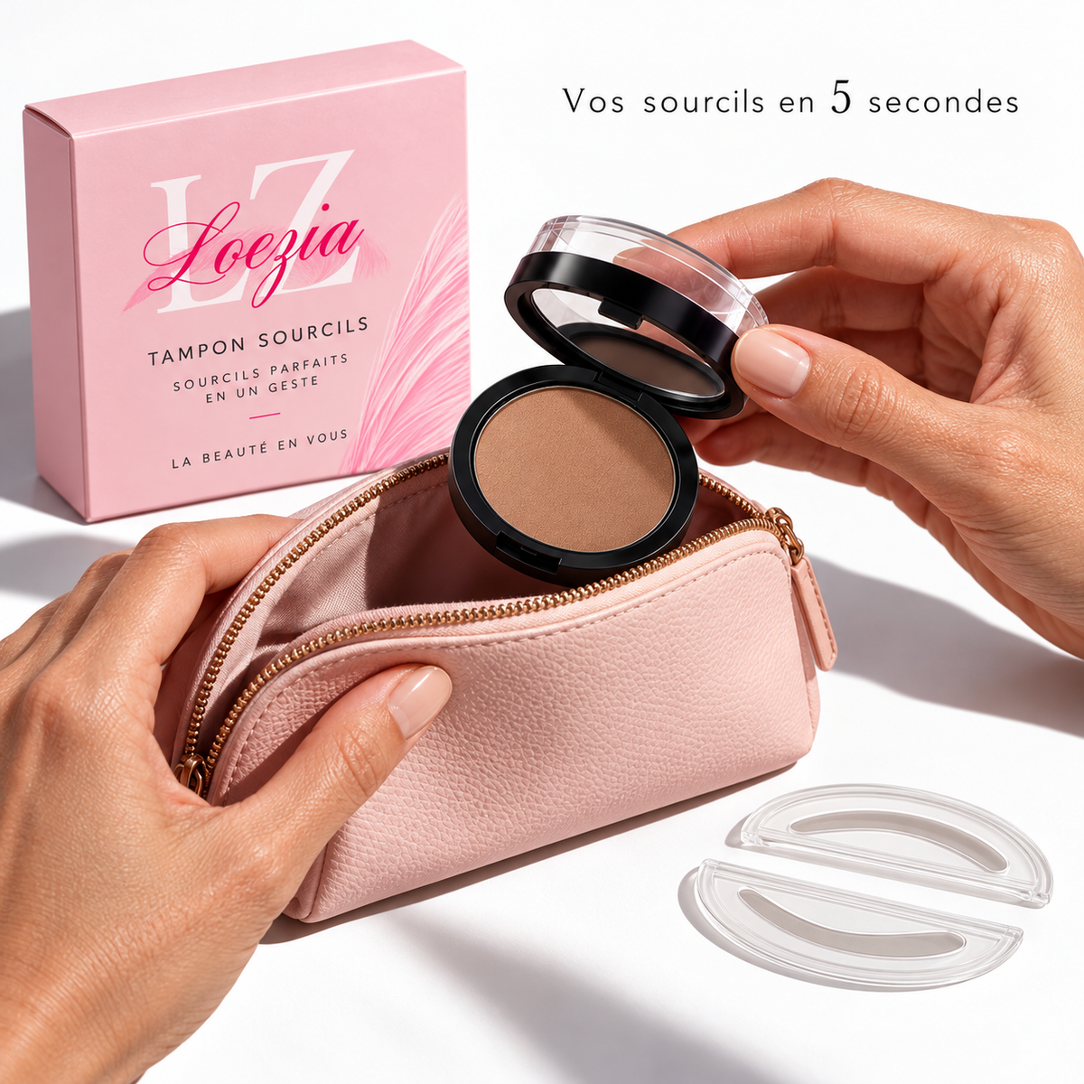 Kit Loezia dans une trousse, sourcils en 5 secondes
